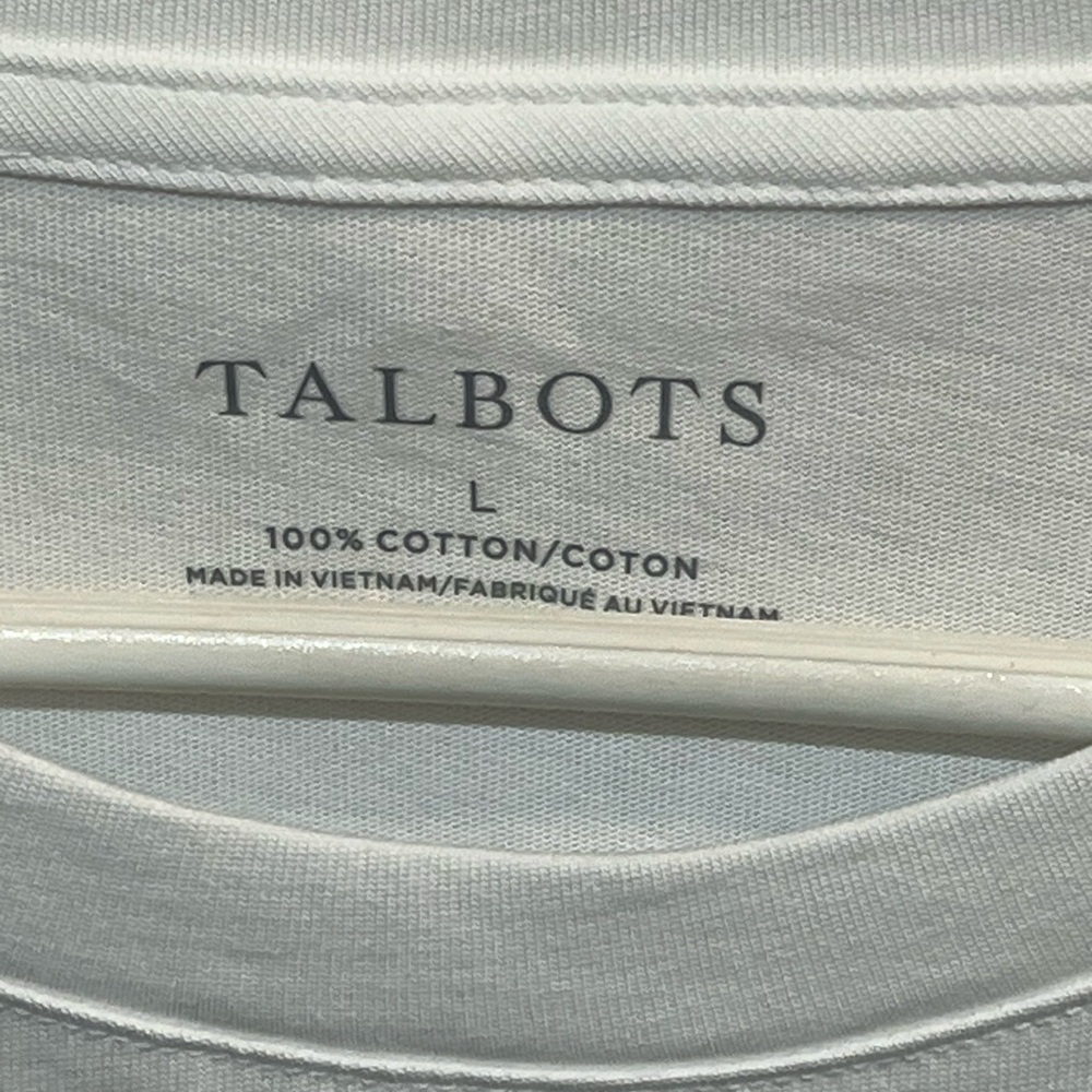 NWT Talbots White Crewneck T-Shirt w/Black Flower Design - Large - Picture 3 of 7